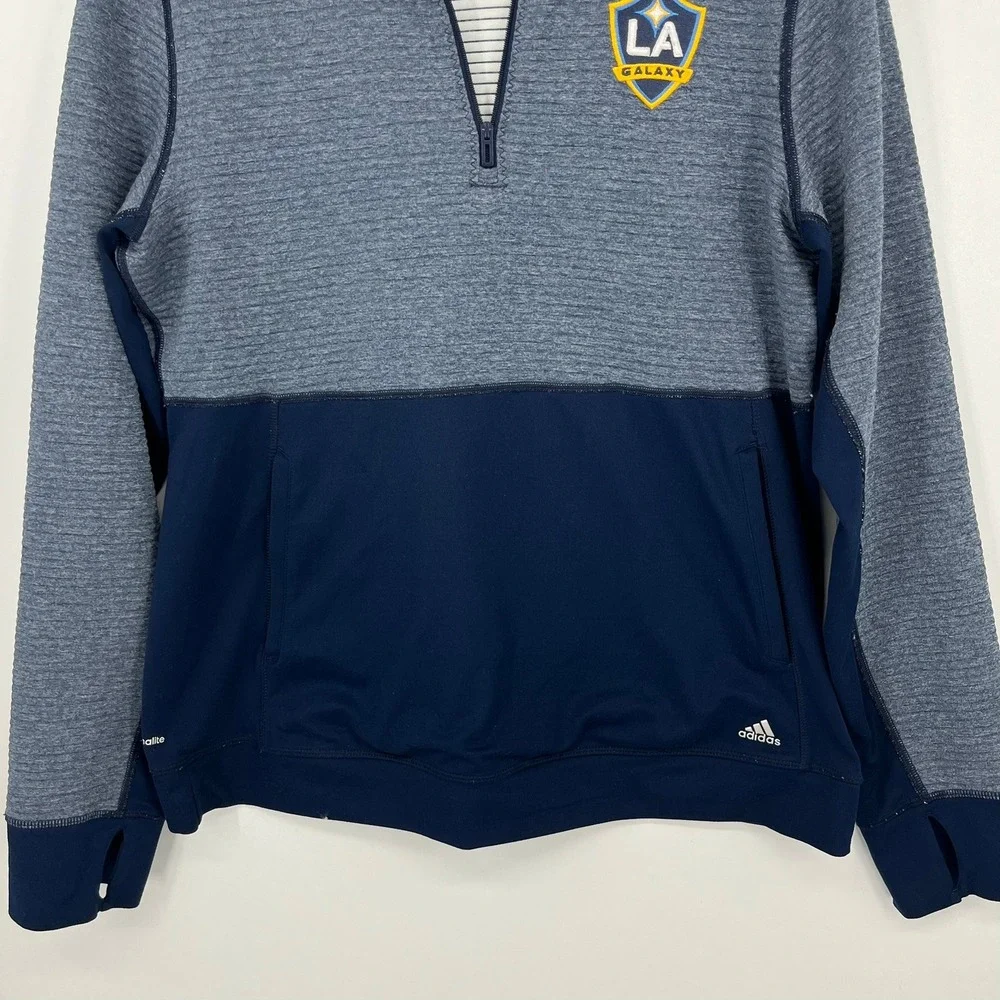 Adidas LA Galaxy Mens Large Quarter Zip Pullover Navy Blue Heathered MLS‎ Soccer